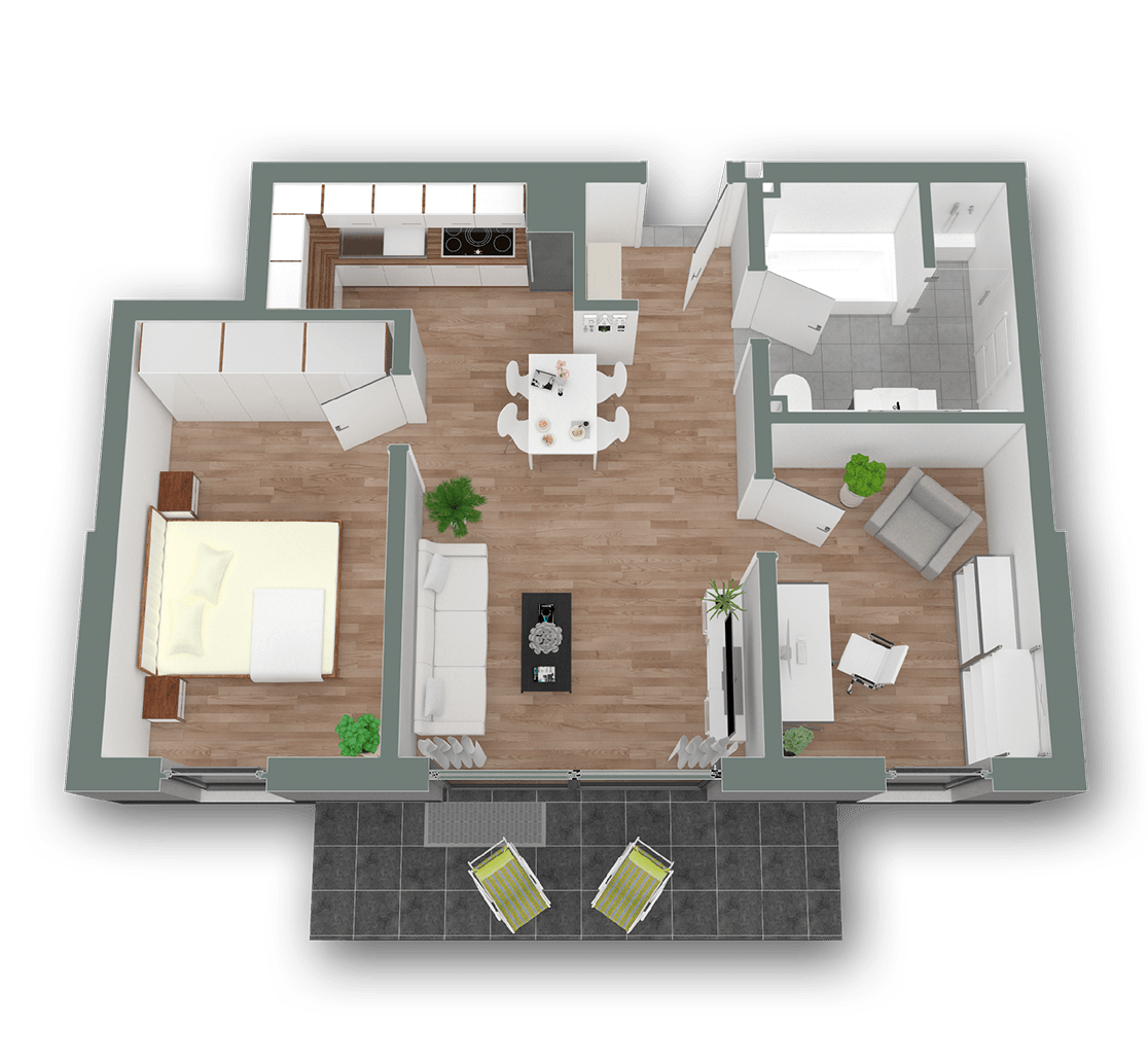 Wohnpark MH6 Mühlhausen - Hauptstraße 6 - Wohnung 01_02 Perspektive