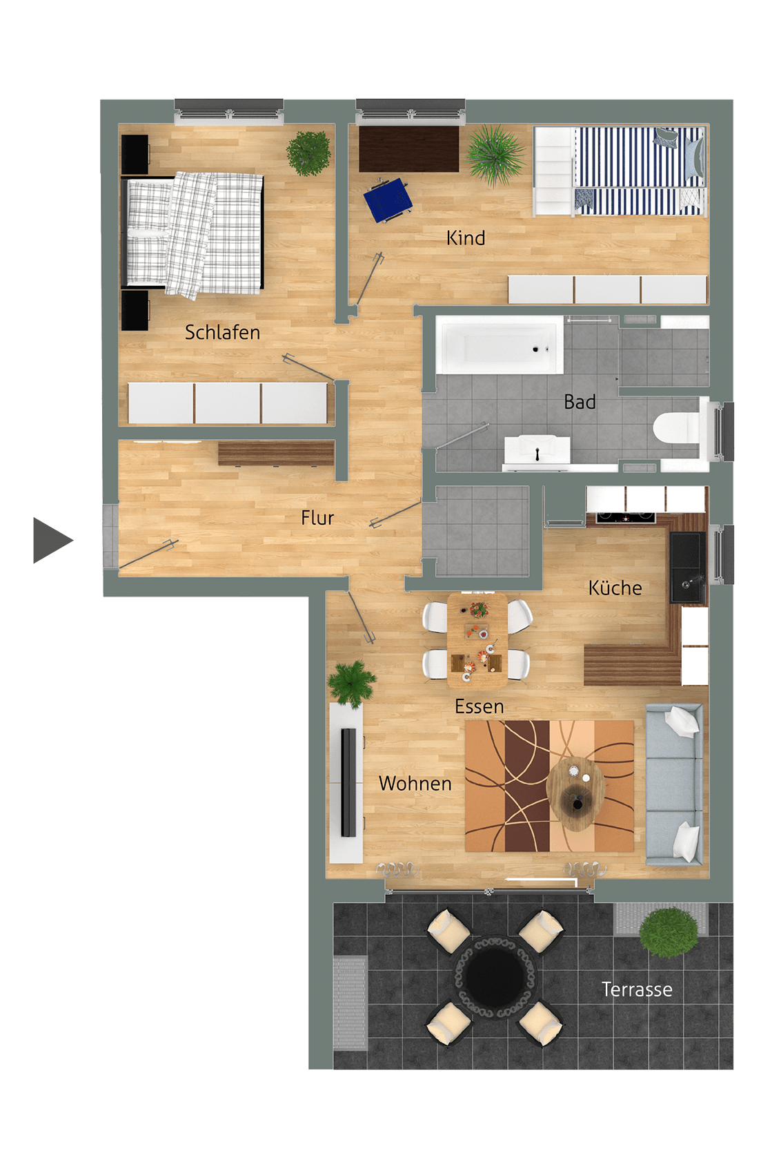 Wohnpark MH6 Mühlhausen - Hauptstraße 6 - Wohnung 01_03 Draufsicht